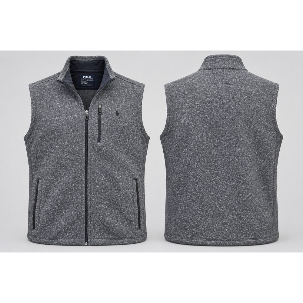 Polo Ralph Lauren Performance Double Knit Full Zip Men's Vest Grey L EXCELLENT